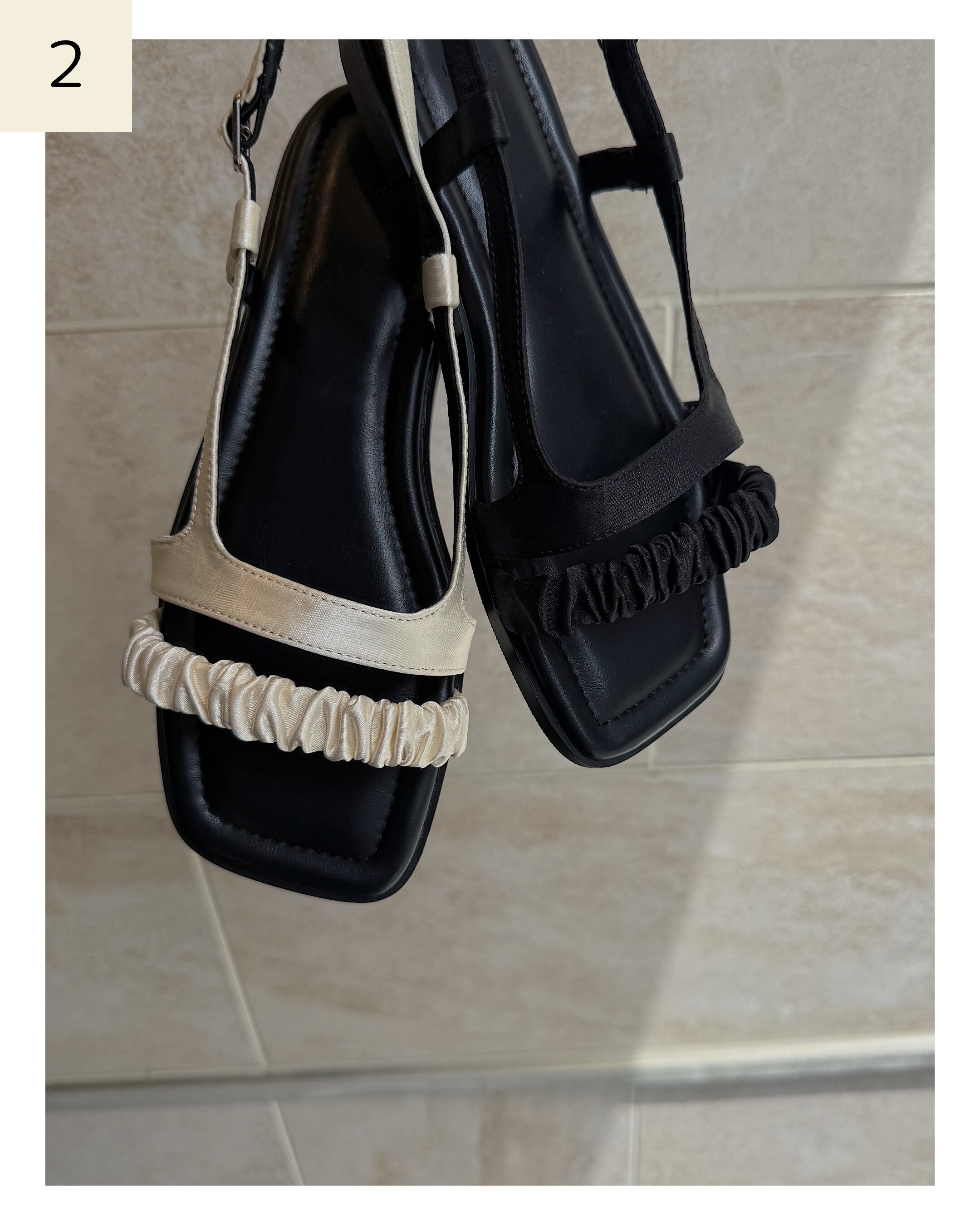 mat satin shirring flat sandal

