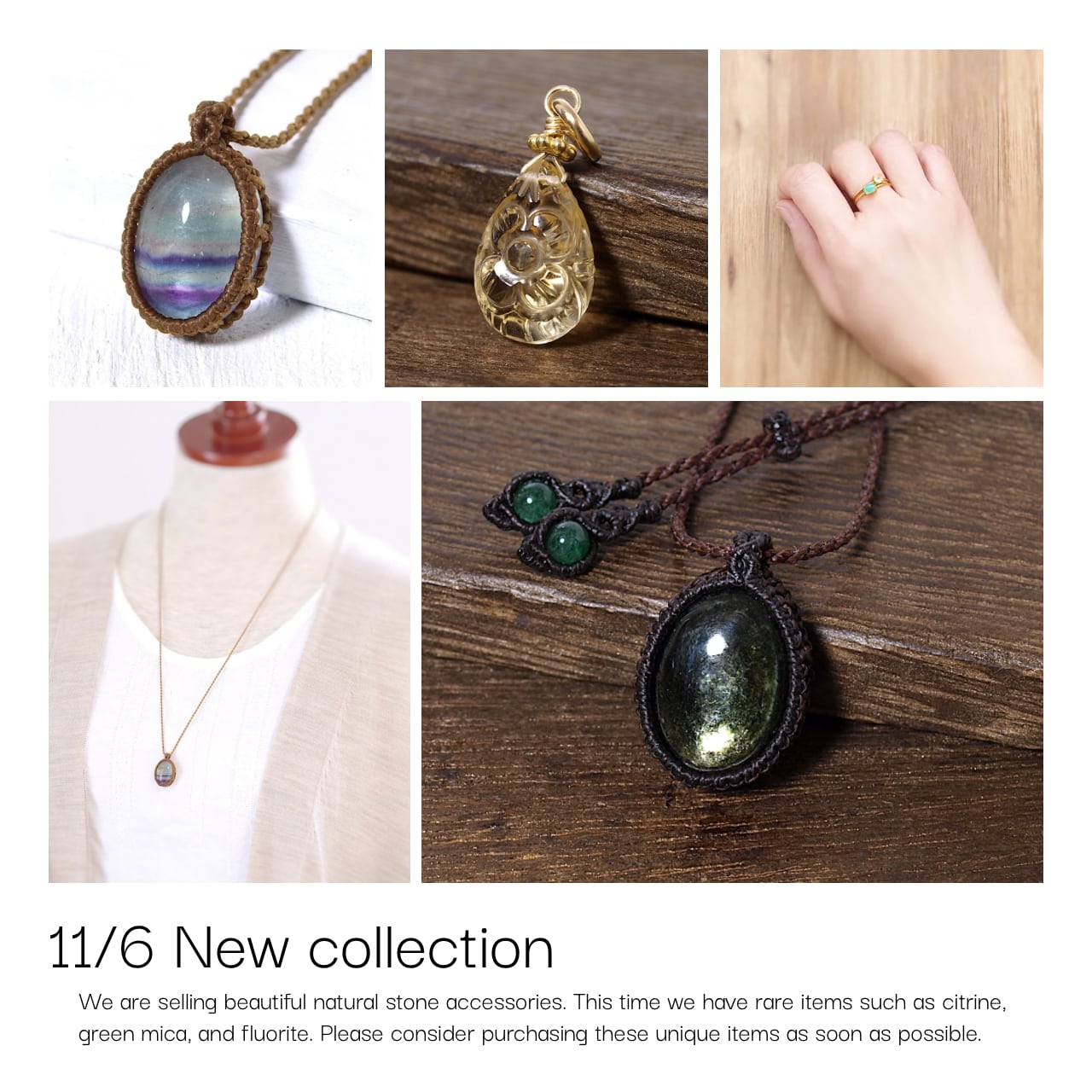 #2096 ♡ゴールドオブシディアン&フロスト水晶天然石♡マクラメネックレス Natural Style