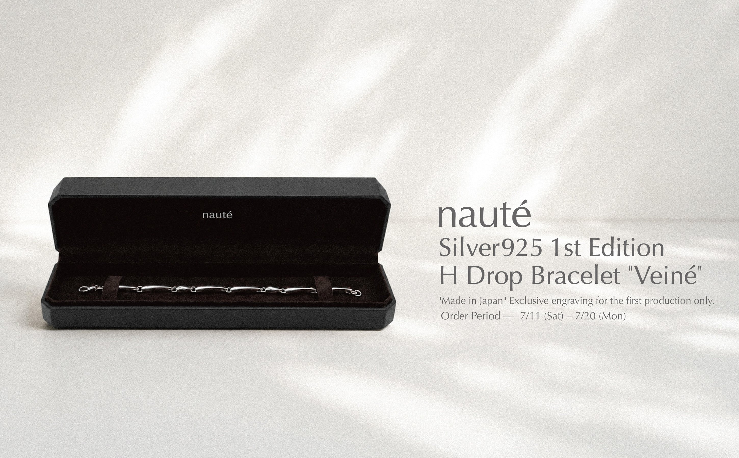 【受注販売】
Silver925 H Drop Bracelet “Veiné”
