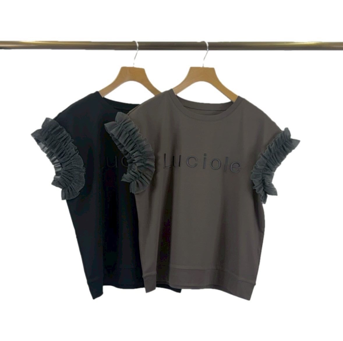 チュールフリルスリーブTシャツ