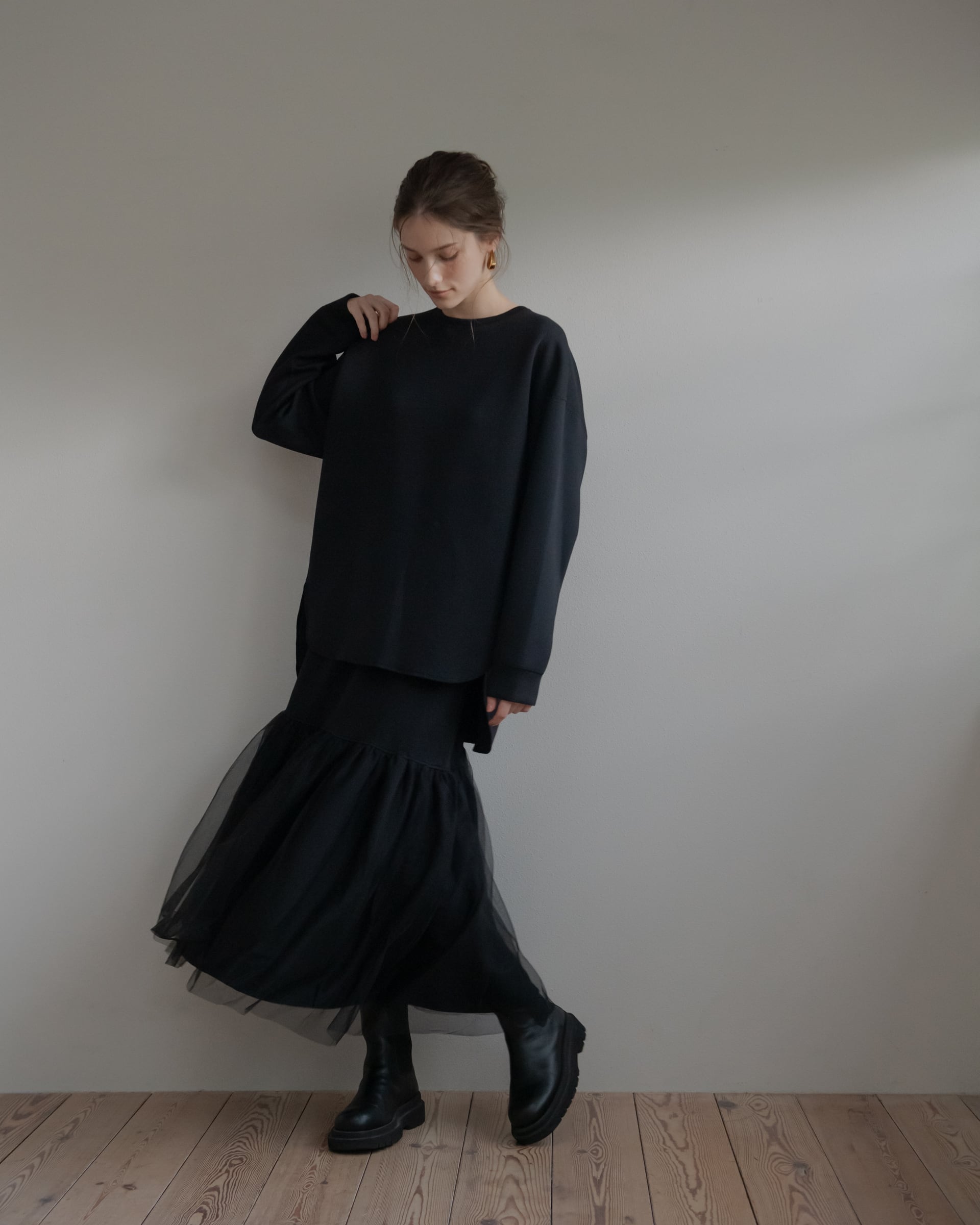 pois マシュマロプルオーバー　スカート　ブラック LOOKBOOK | pois