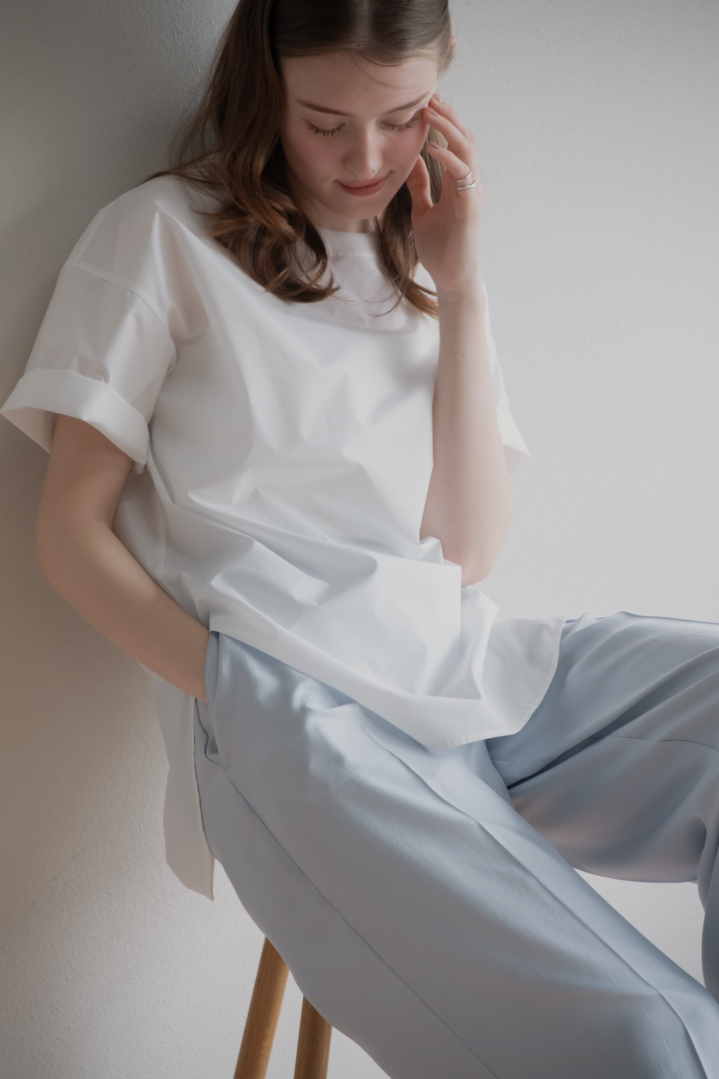 pois ポワ　compact long tee ホワイト LOOKBOOK | pois