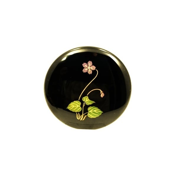 漆塗りコンパクトミラー(巾着付)　すみれ