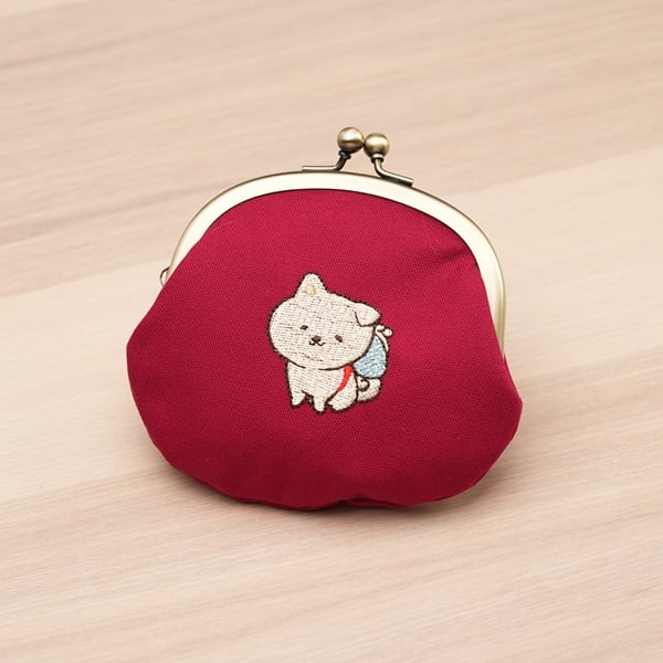 刺繍がま口　赤