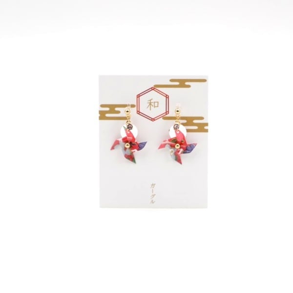 かざぐるま イヤリング red