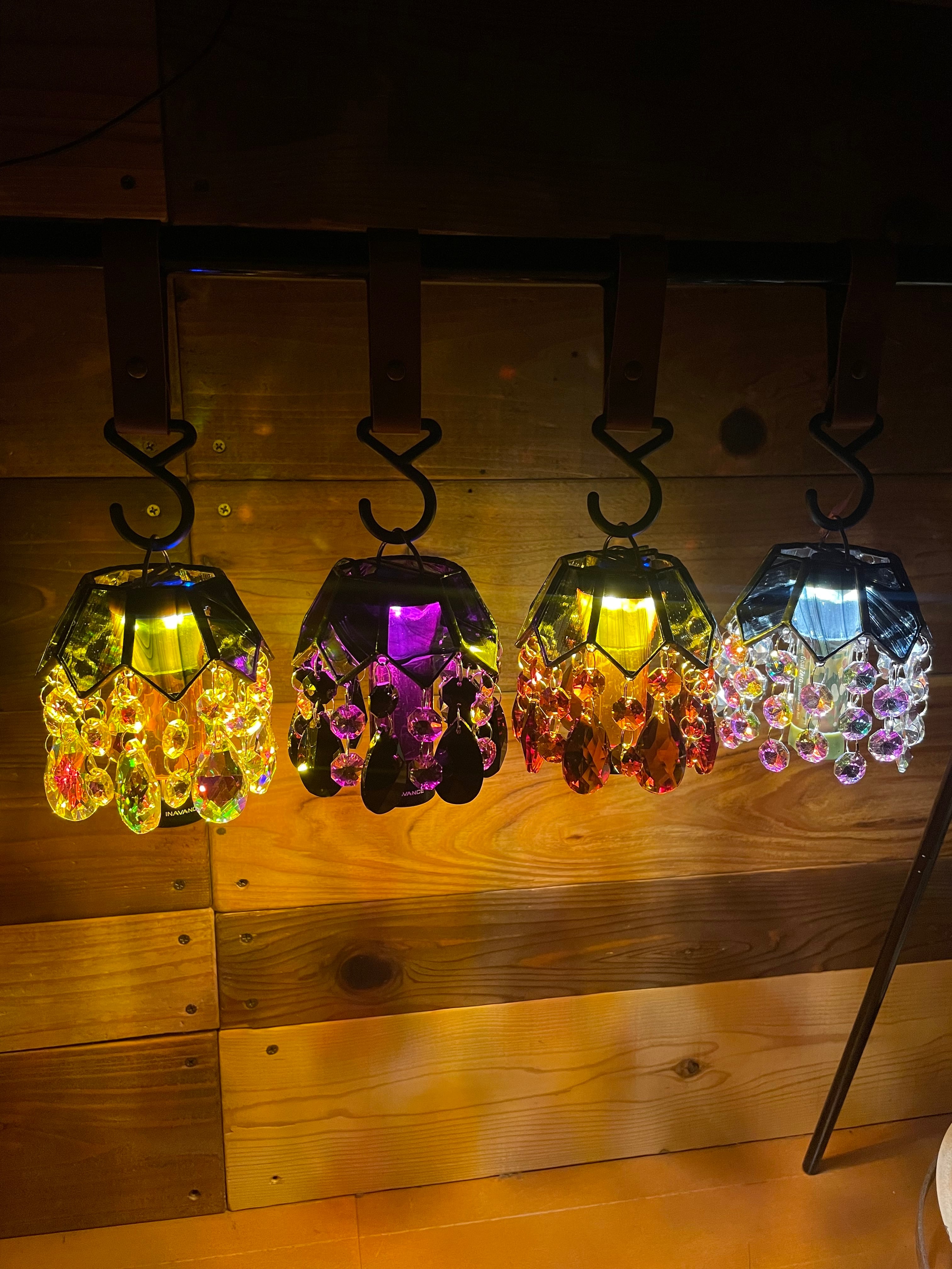 ステンドグラスランタンシェード　ルミナグロウ(ブラック2) ステンドグラスランタンシェード ルミナグロウ(オールブラック2