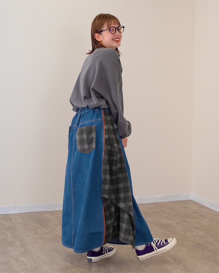 mililopiulu（ミリロピュール） プリーツデニムジャンパースカート