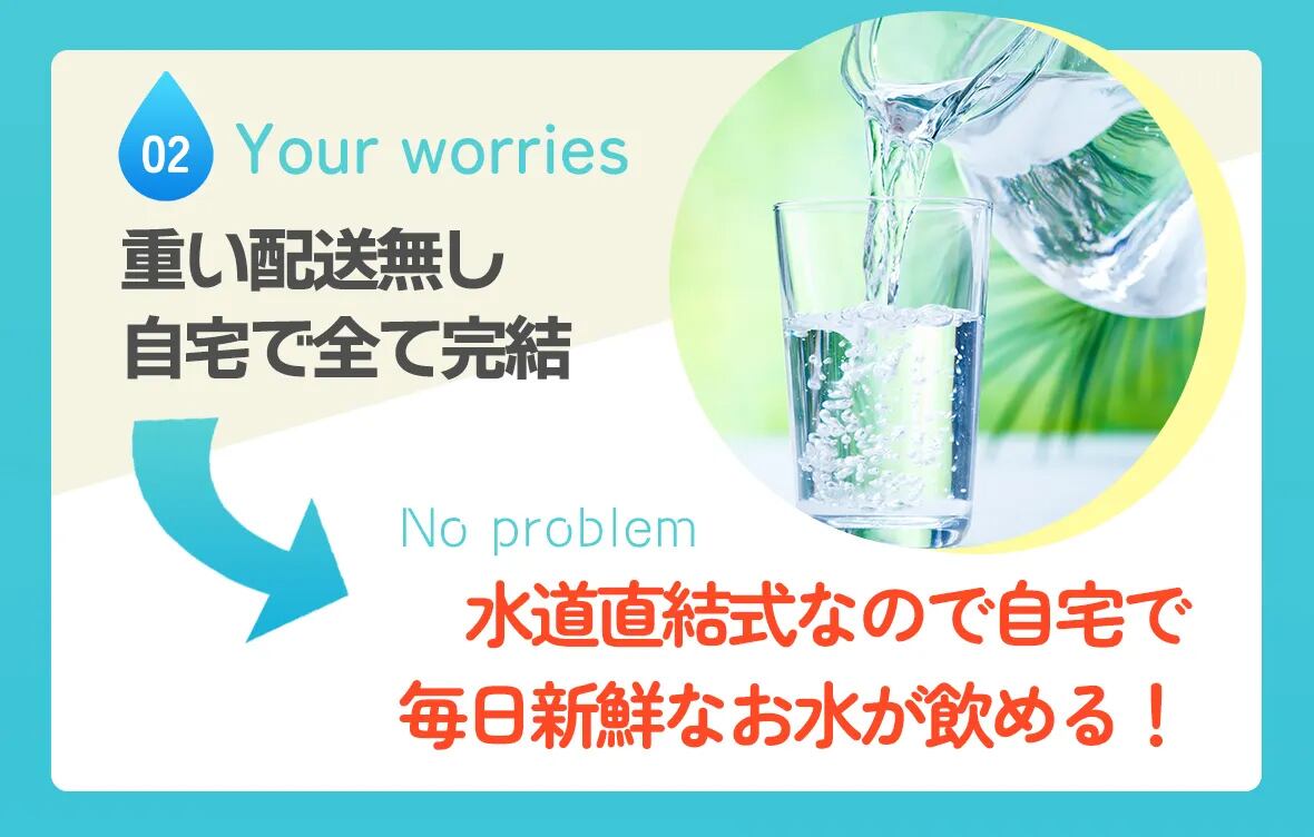 水道直結式だからお水の配送不要！