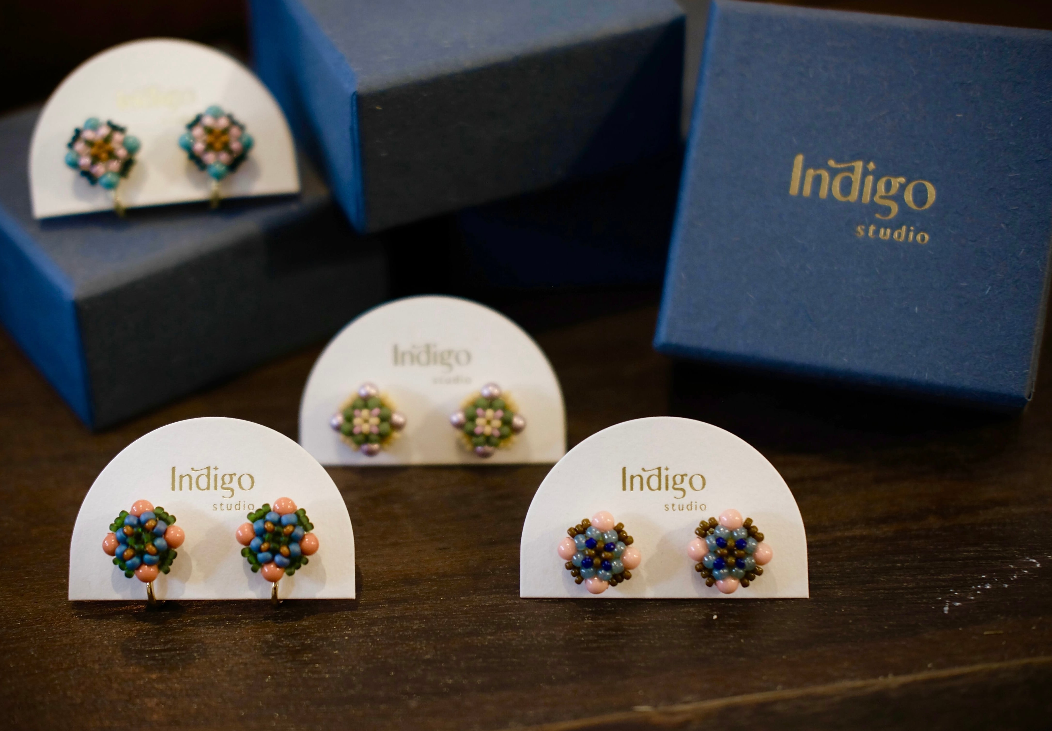 Indigo studio ｜マジョリカタイル柄ピアス ・イヤリング