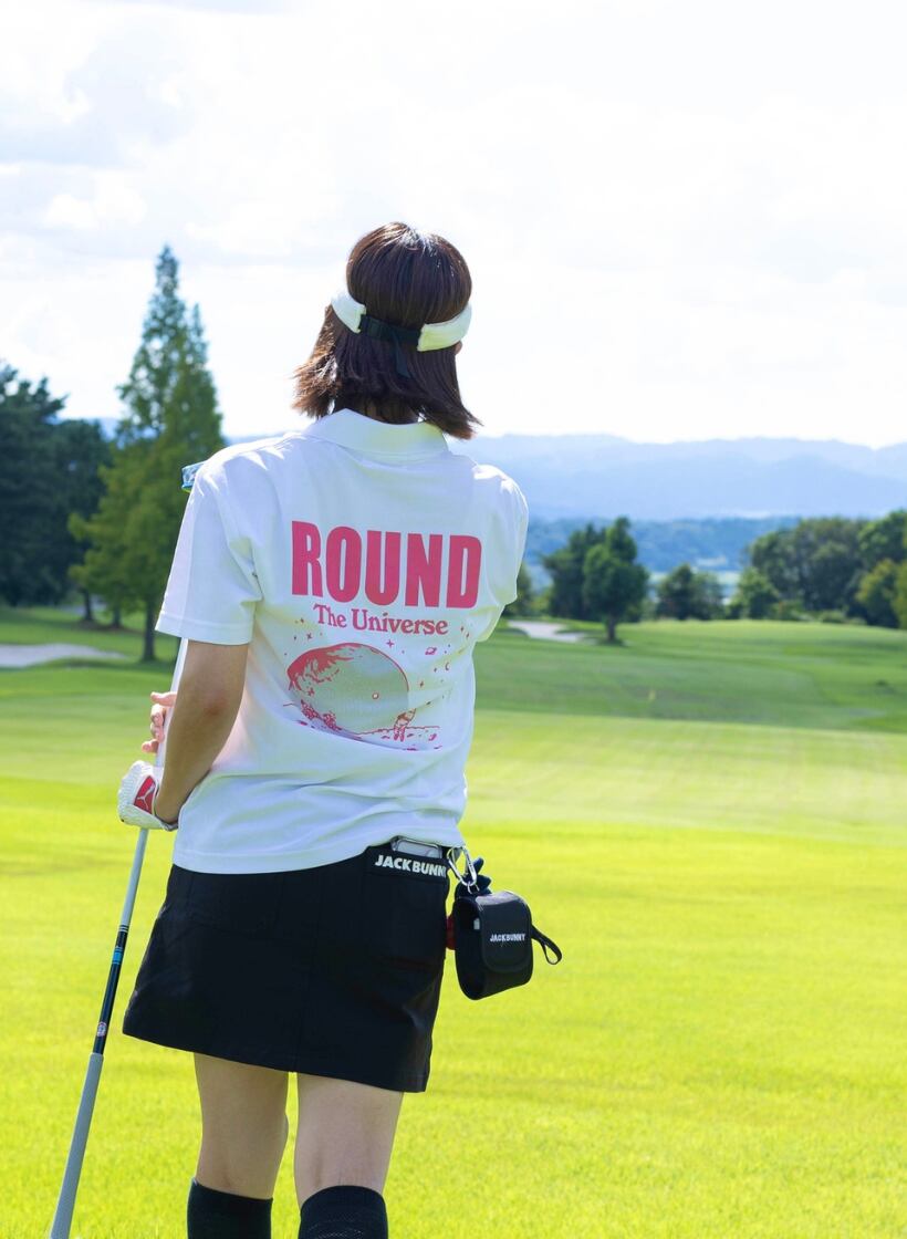 ROUND the UNIVERSE Polo ”white” / 宇宙柄ポロシャツ
