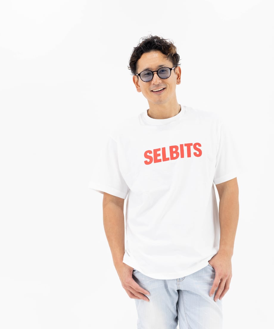 SELBITS LOGO TEE　white×logo red