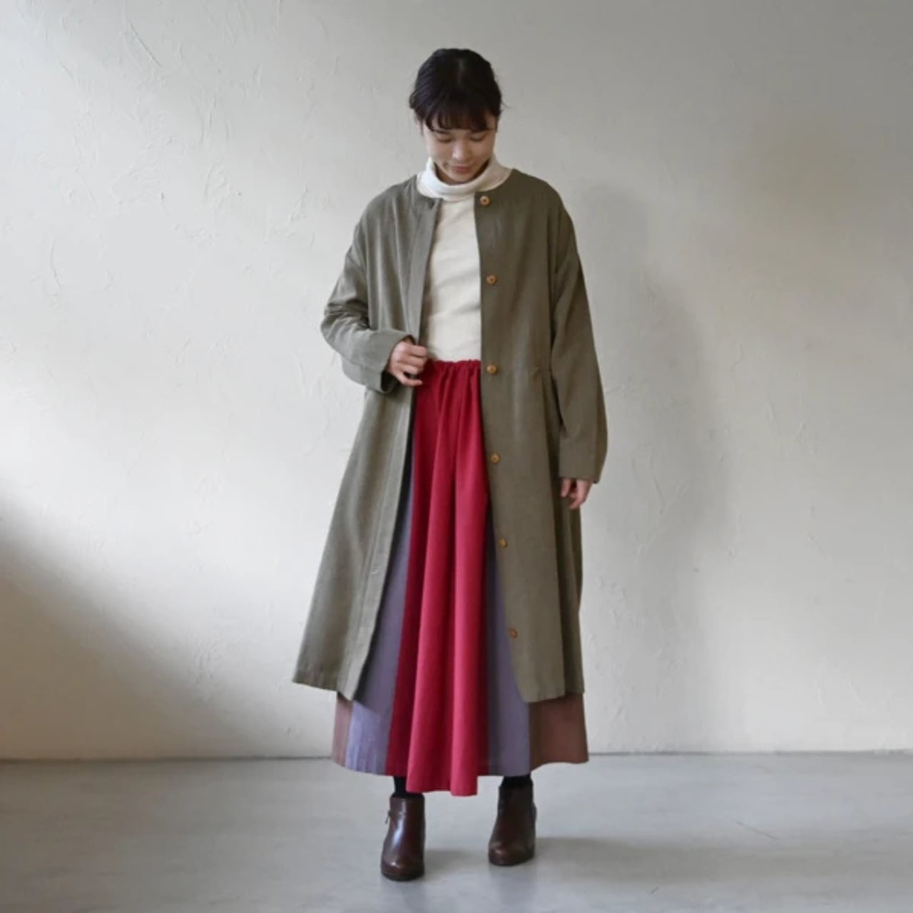 【sisam】アヤオリノーカラーコート｜コットン
