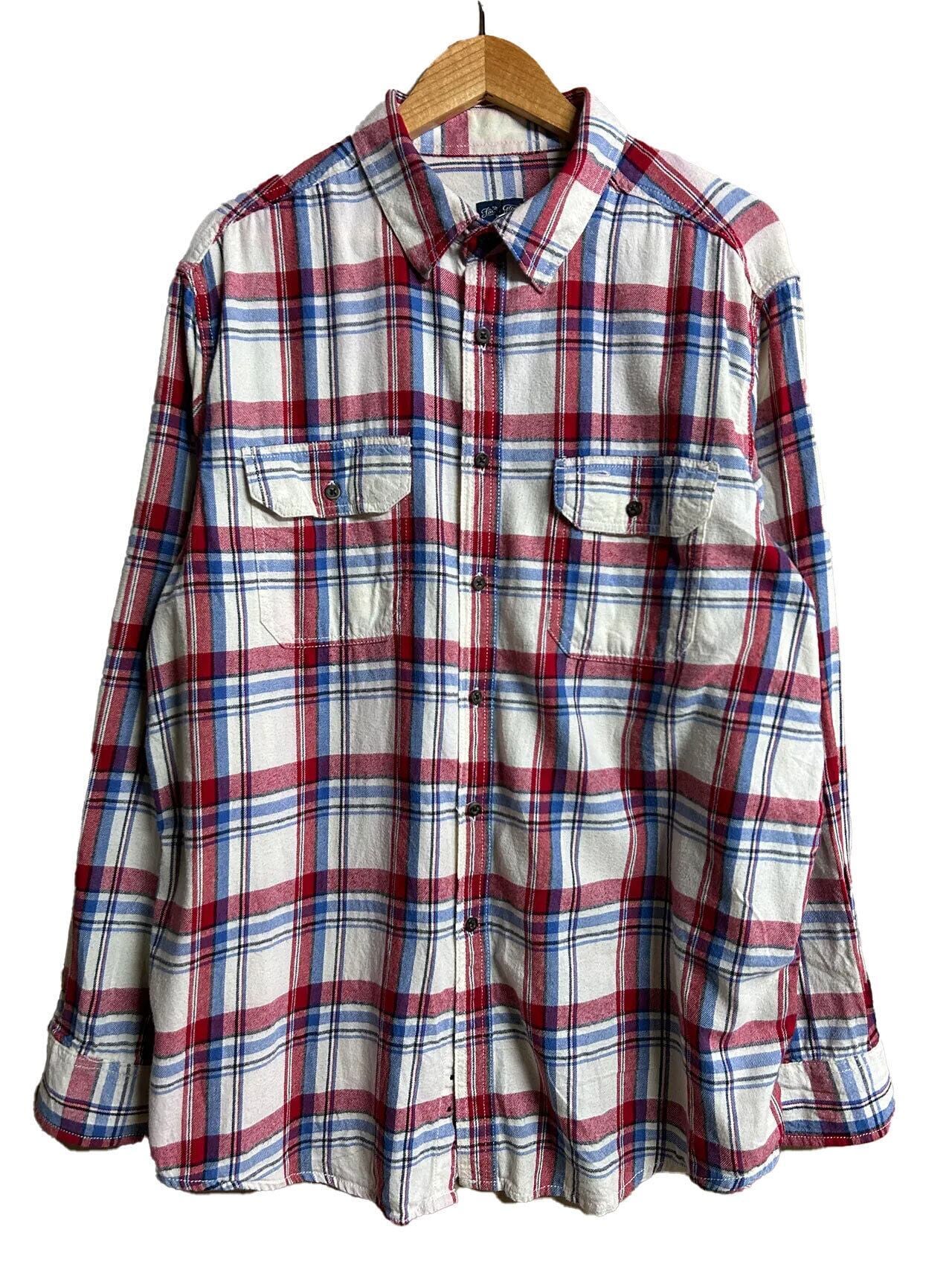 【古着】Faded Glory 長袖チェックネルシャツ 白