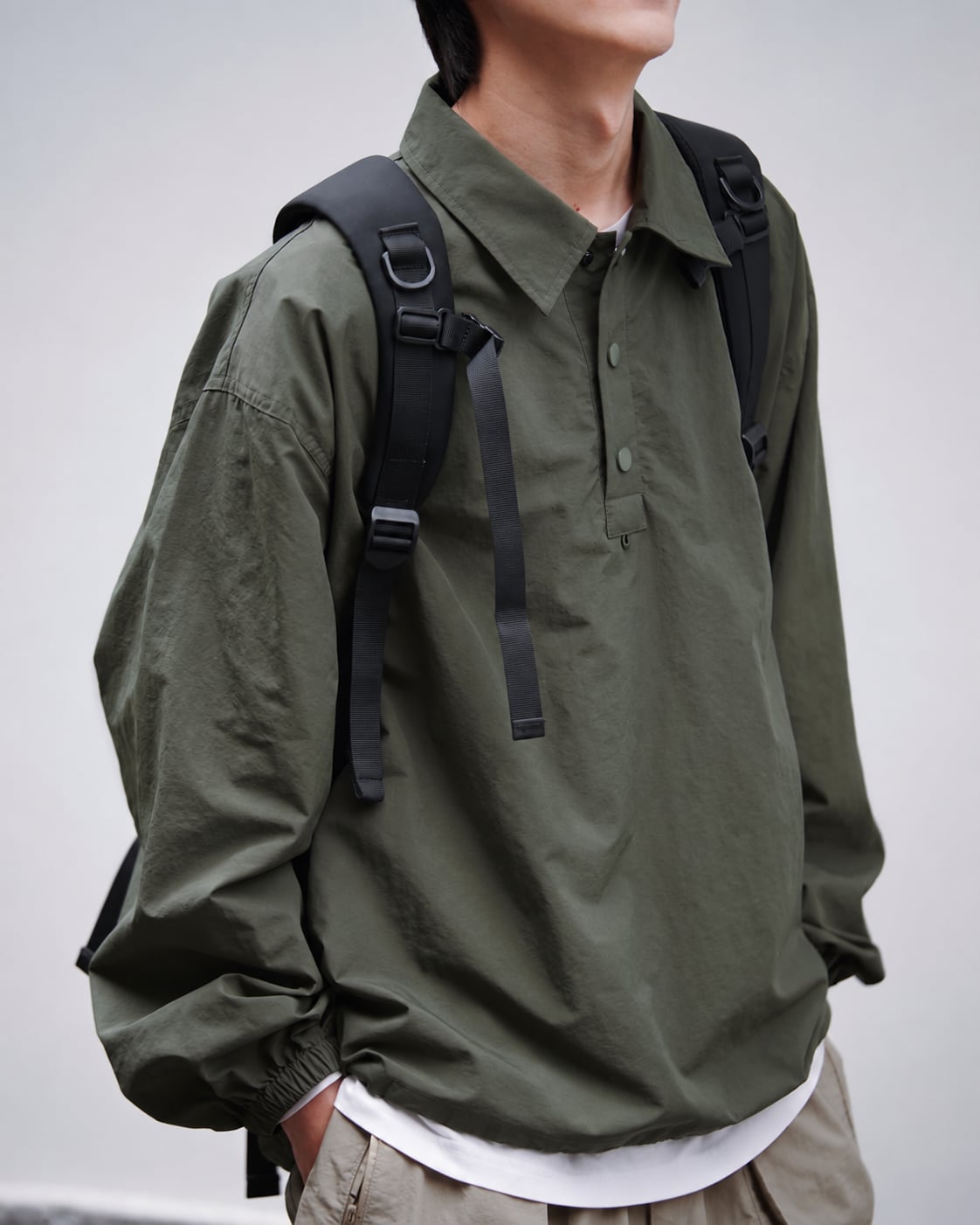 ドロップショルダーナイロンプルオーバー　S0051　¥11,800