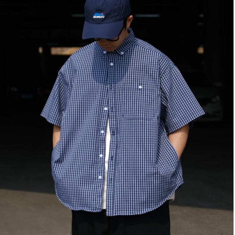 チェック柄オーバーサイズ半袖シャツ　S0320　¥7,980