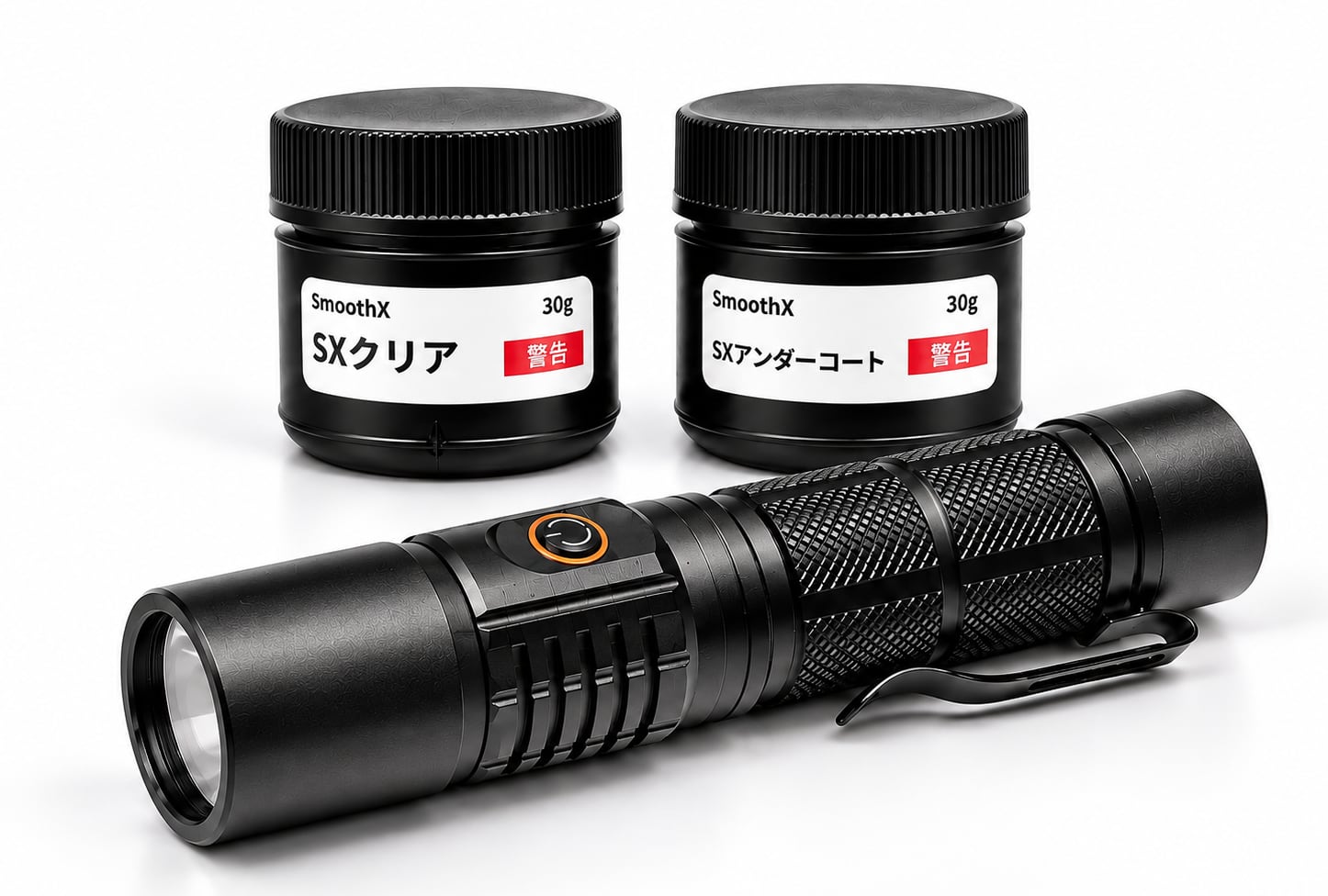 ペンライト型UV照射器と、SXアンダーコート+SXクリアまたはSXクリアFLEXを組み合わせたスターターセット。SmoothXを手軽に始めたい方におすすめです。