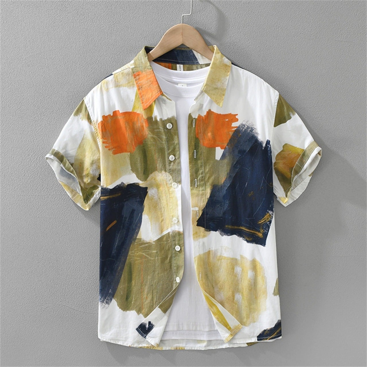 Watercolor Print Short Sleeve Shirt / ウォーターカラー プリント 半袖 シャツ