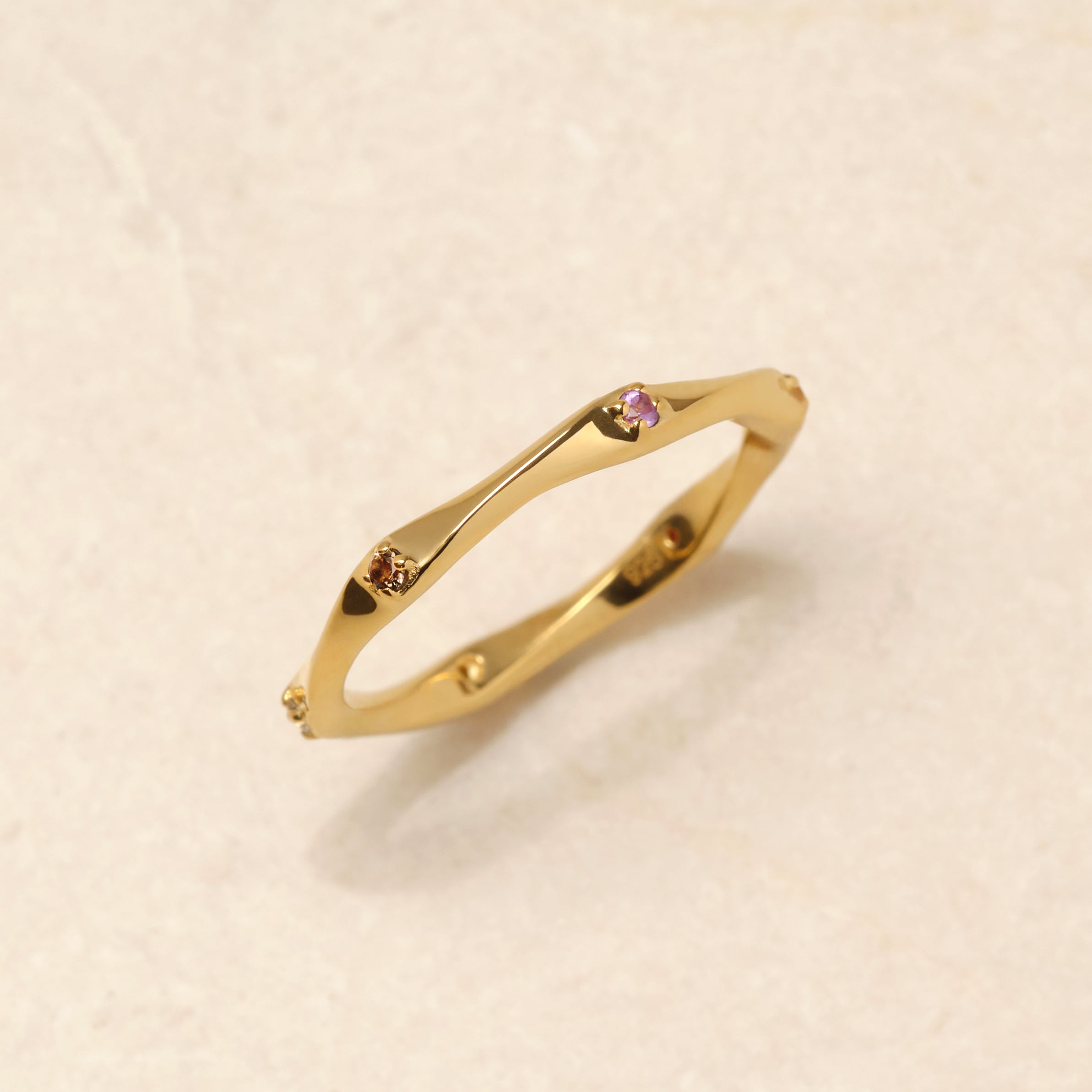 S925 MULTI STONE TWISTED ETERNITY RING