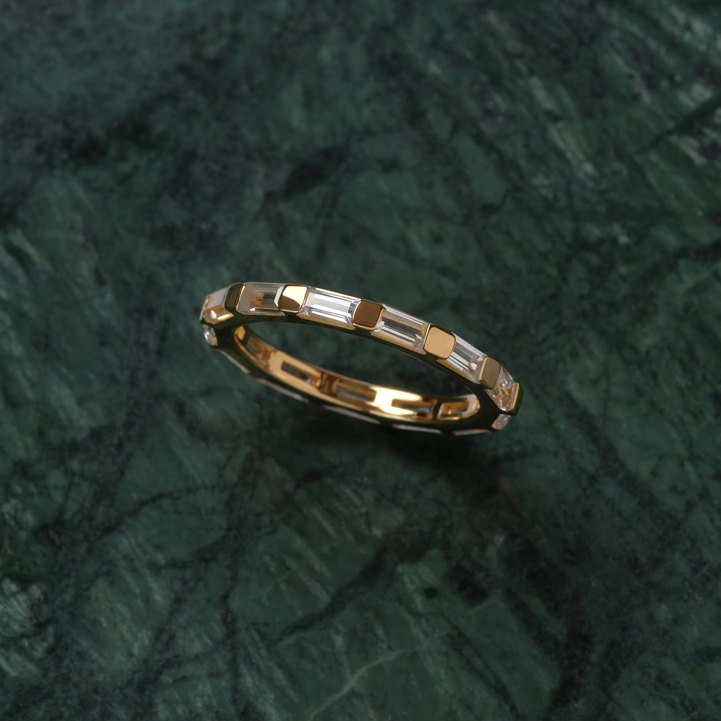S925 WHITE TOPAZ BAGUETTE ETERNITY RING