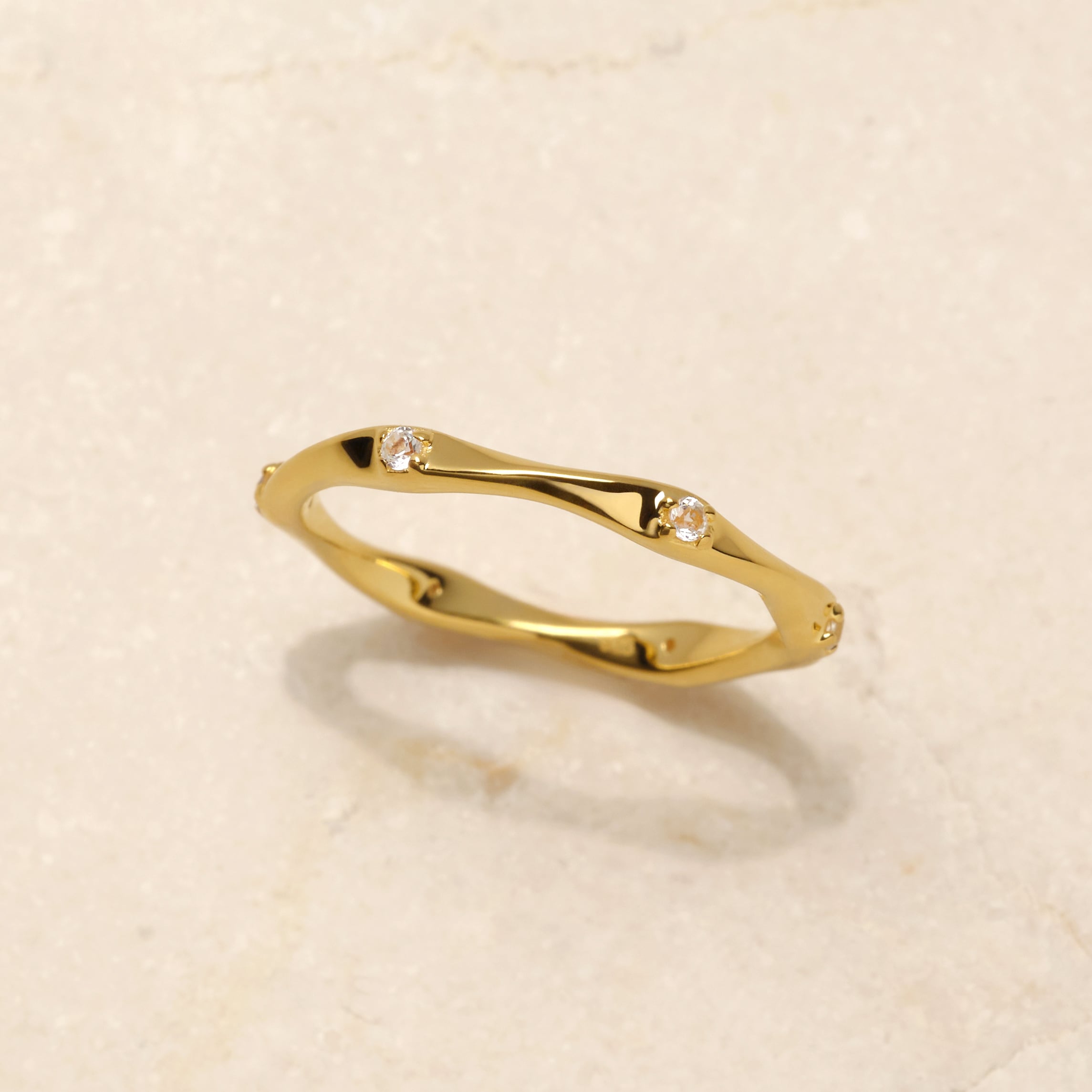 S925 SIMPLE STONE TWISTED ETERNITY RING