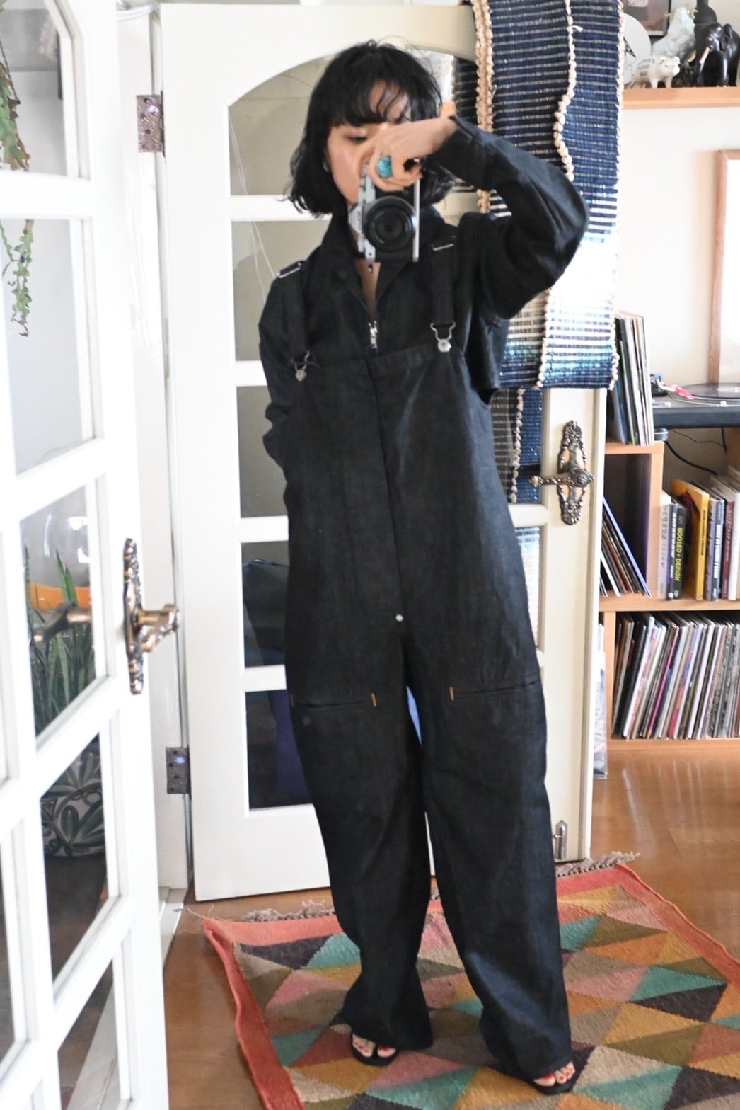 157denim　ブラックデニムセミワイド　完売品　試着のみ　中山良子 157＞Semi-Wide flare（WBN3308-BLACK）セミワイドフレア