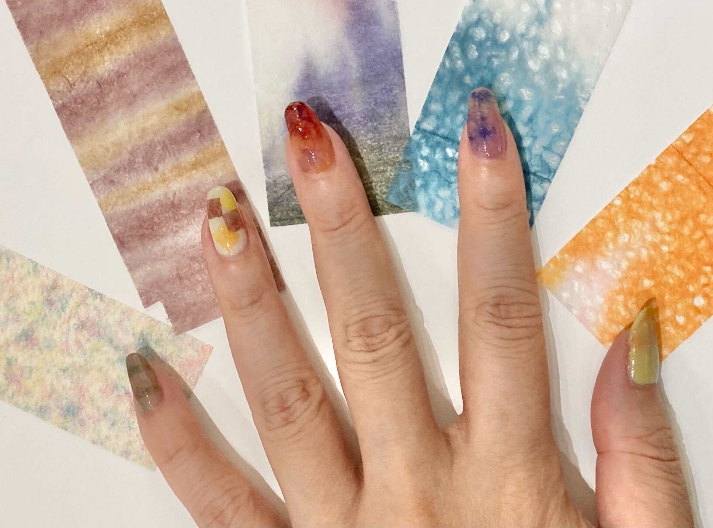 16日まで値下げ　ネイルチップ　和柄　和紙 手書きの和柄ネイルチップ - 成人式や結婚式におすすめのネイルチップ