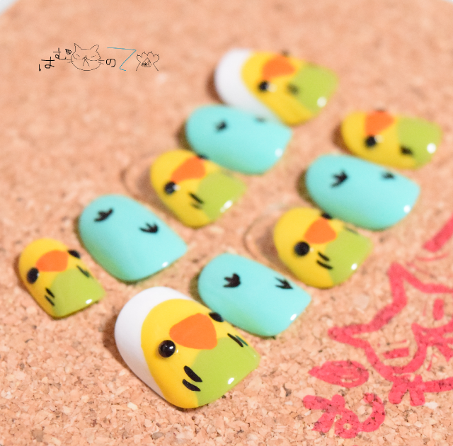 新商品に せきせいいんこ ネイルチップ お得な ピアスorイヤリングセット を追加 はむのて ー Nail ー