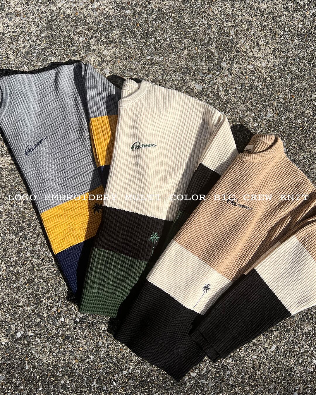 オープンセール 福袋 COLOR MULTI EMBROIDERY LOGO BIG #Re:room（リルーム） | KNIT［REK097］ CREW トップス