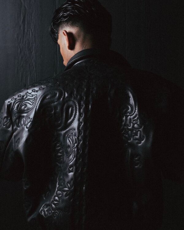 MENACE レザージャケット L ブラック ラムレザー ペイズリー MENACE レザージャケット L ブラック ラムレザー ペイズリー