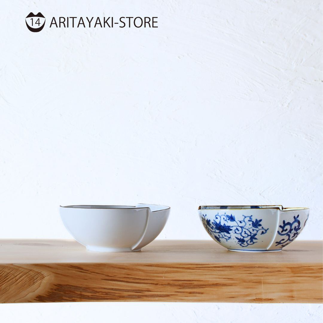 新商品】有田焼 染付&白釉Type:SABI 三方つなぎ5.5寸鉢 新商品】有田焼 染付&白釉Type:SABI 三方つなぎ5.5寸鉢