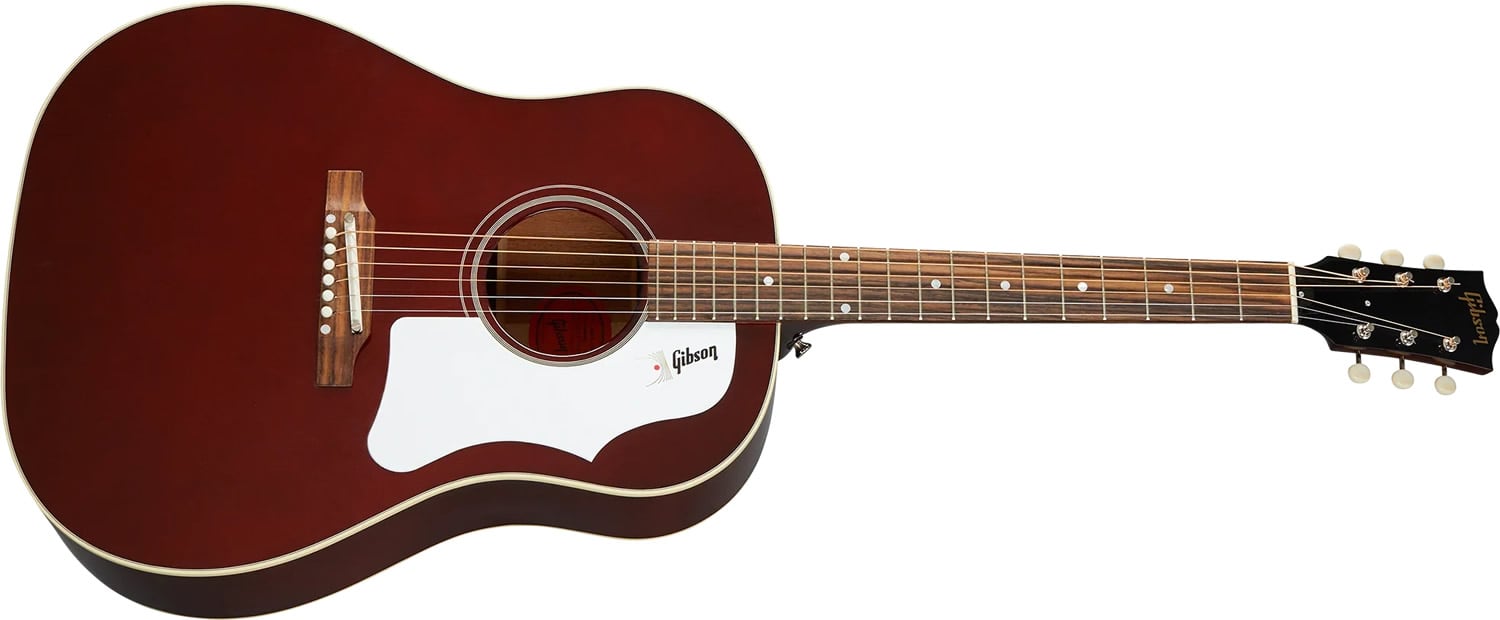 ワインレッドカラーにホワイトラージガードが印象的！ギブソン「60s J