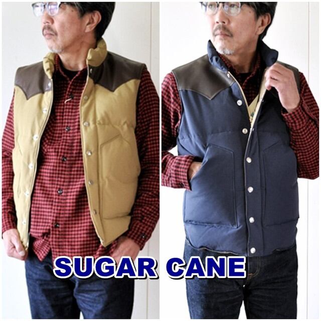SUGARCANE シュガーケーンから、 ダウンベスト レザーヨーク