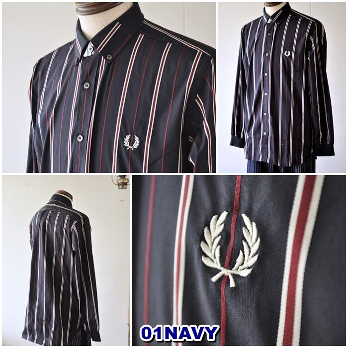 期間限定キャンペーン フレッドペリー FREDPERRY ストライプ 長袖シャツ トップス