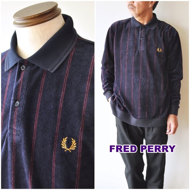 Fredperry ポロシャツ ロングスリーブ 長袖 ベロア