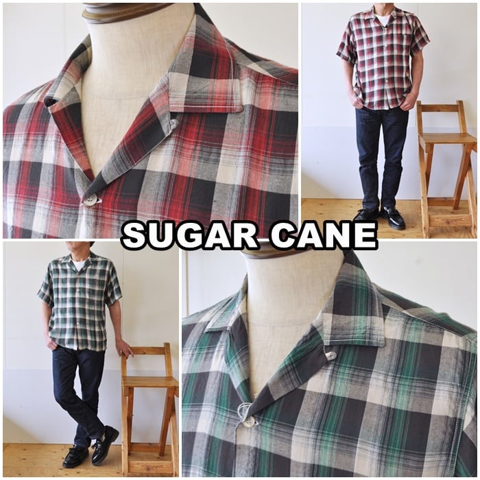 ◆ヴィンテージ◆ SUGAR CANE オンブレ チェック オープンカラーシャツ
