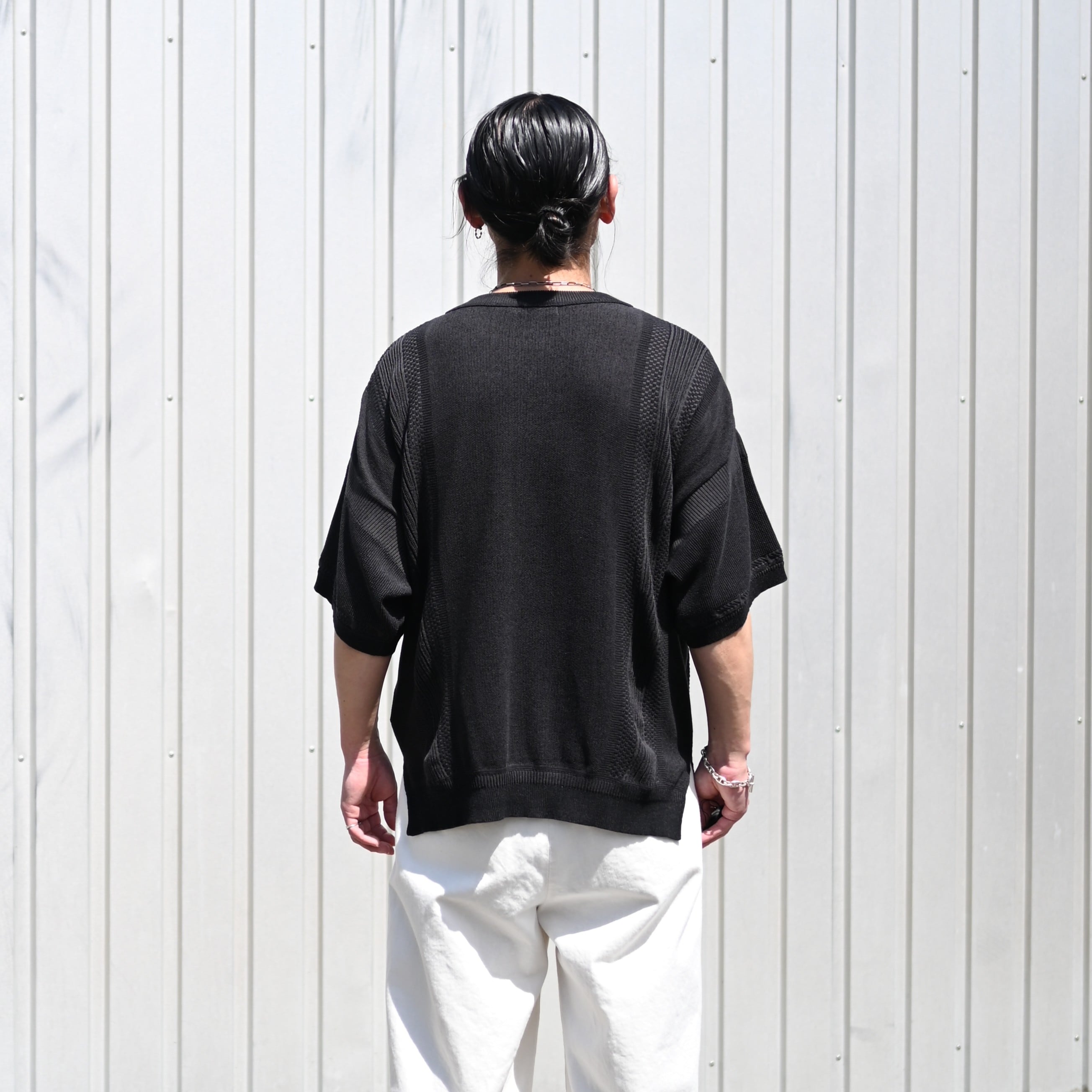 YASHIKI ヤシキ ヘンリーネック ニット オーバーサイズ ブラック 2 L YASHIKI(ヤシキ）コットン100%で仕立てられた、洗濯可能なヘンリー
