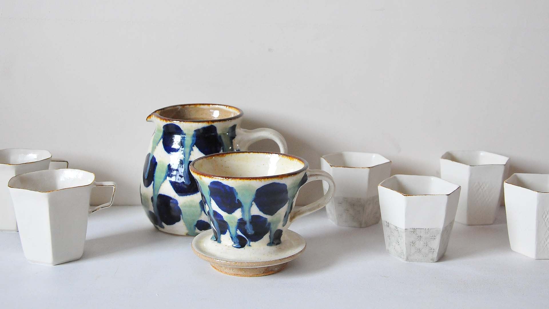 遠藤太郎陶器製ドリップスタンド・ピッチャーセット