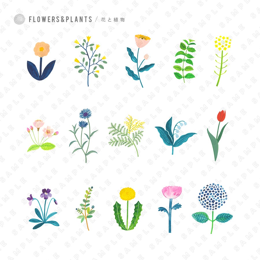 花と植物の素材集 Flowers Plants Collection が新登場 Tiny Design Store