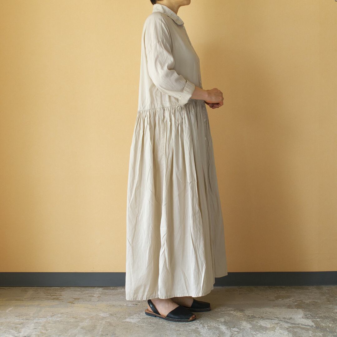 Gauze# ガーゼ スウィッチングギャザーシャツワンピース Gauze# ガーゼ スウィッチングギャザーシャツワンピース