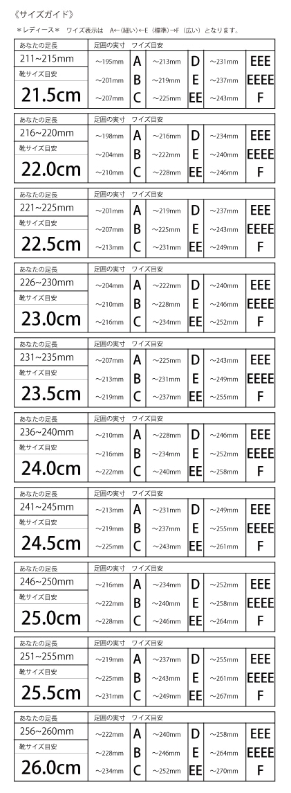 靴のサイズガイド | ATELIER MARKET（アトリエマーケット）