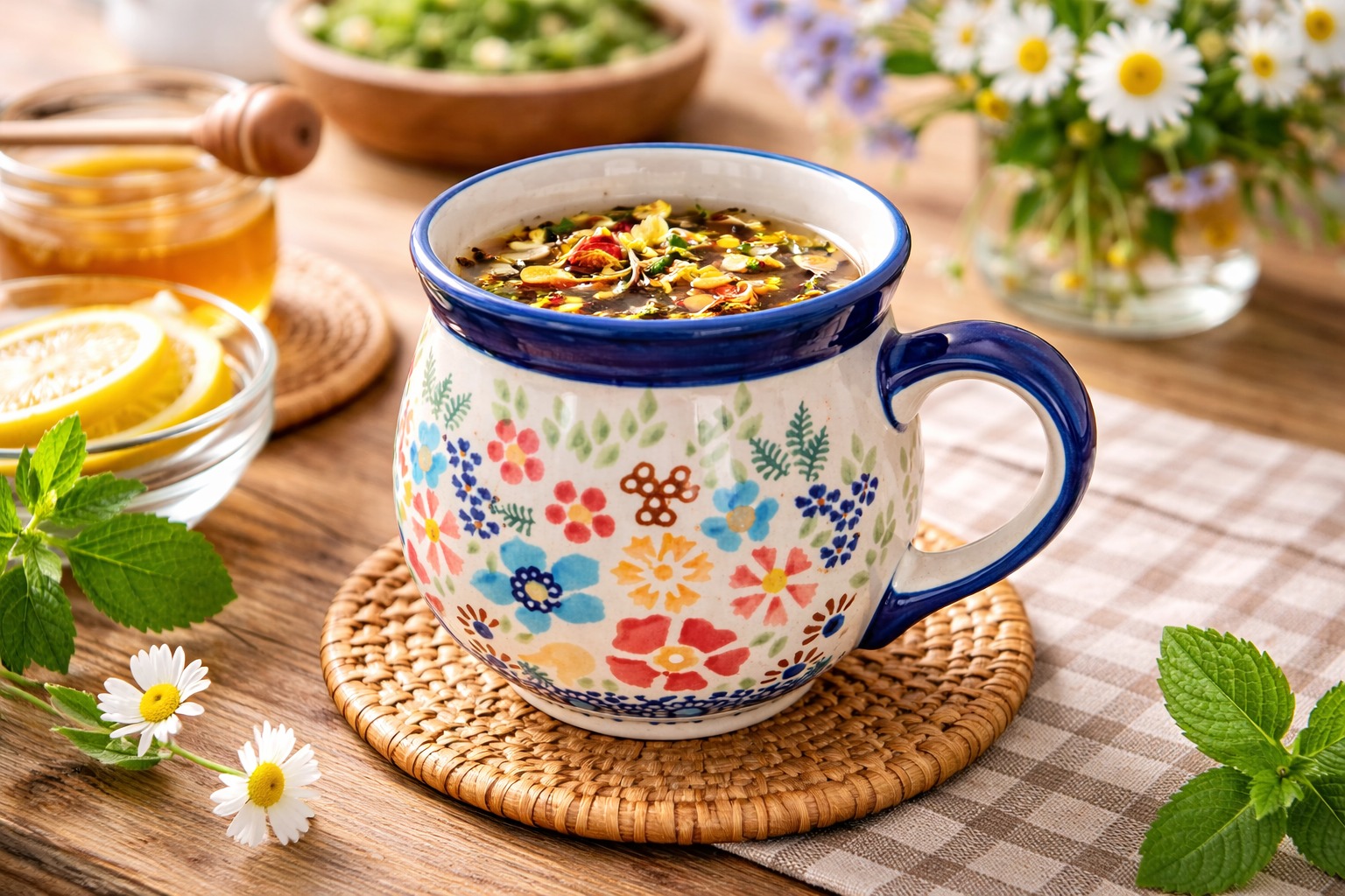 キッチン・食器 ポーリッシュポタリー スープカップ 花柄