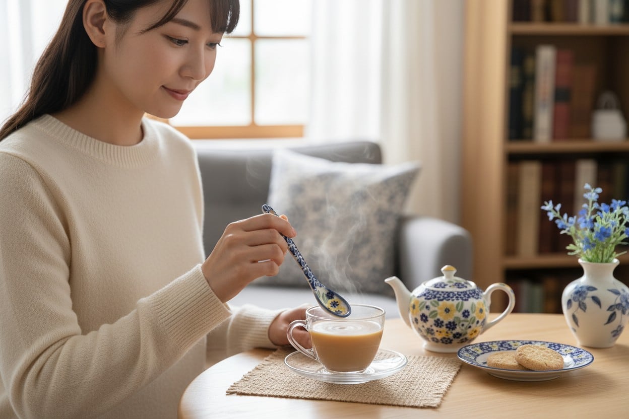 陶器のティースプーンで楽しむ、青い花柄のやさしい余韻 | PAYSAGE