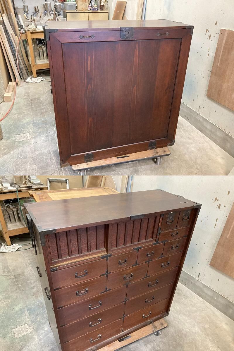 修復・再生家具》大正時代の帳場箪笥を再生｜蘇る100年以上受け継がれ