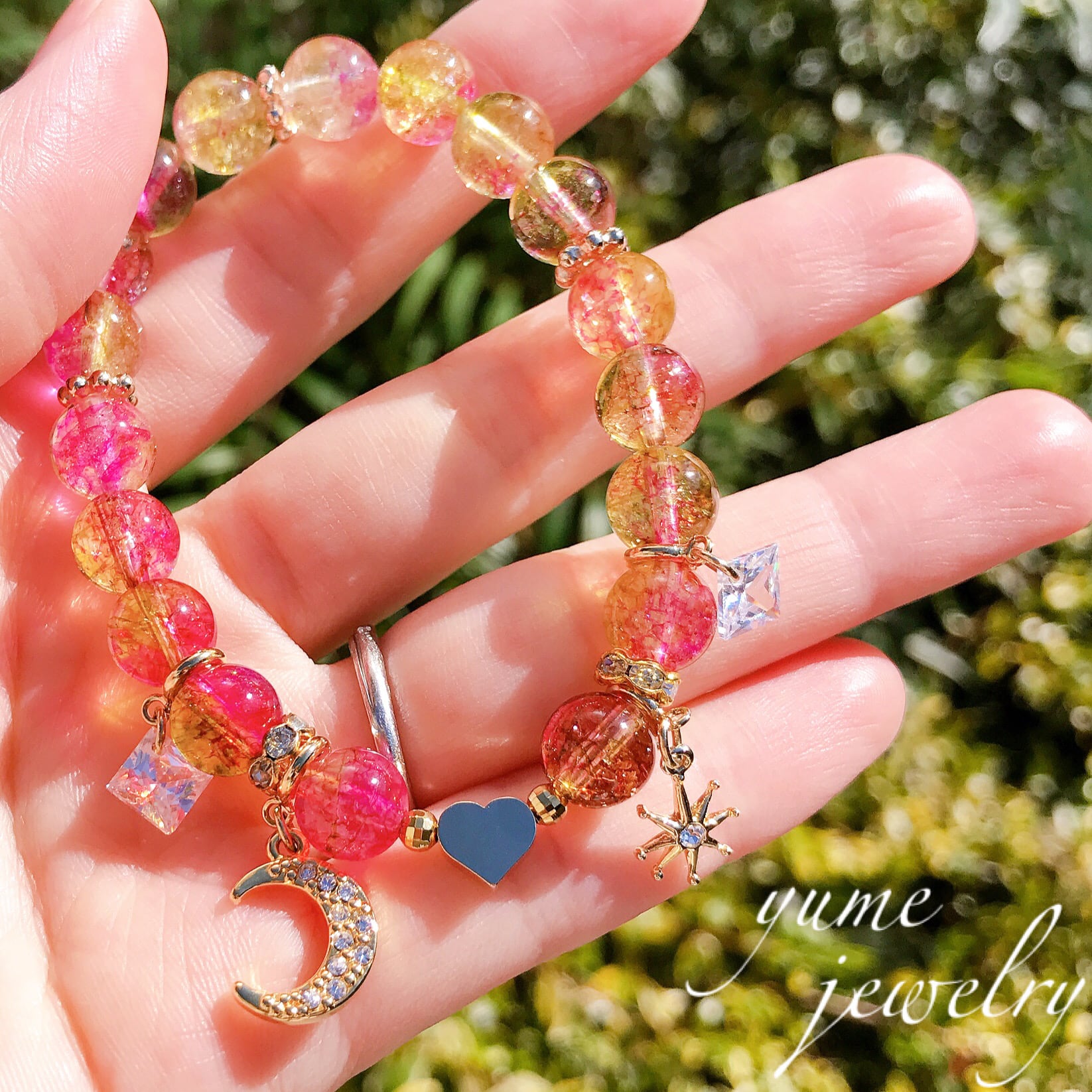ハートラブラドライトブレスレット(18KGPパーツ使用) | yume jewelry ハートラブラドライトブレスレット(18KGPパーツ使用) | yume jewelry