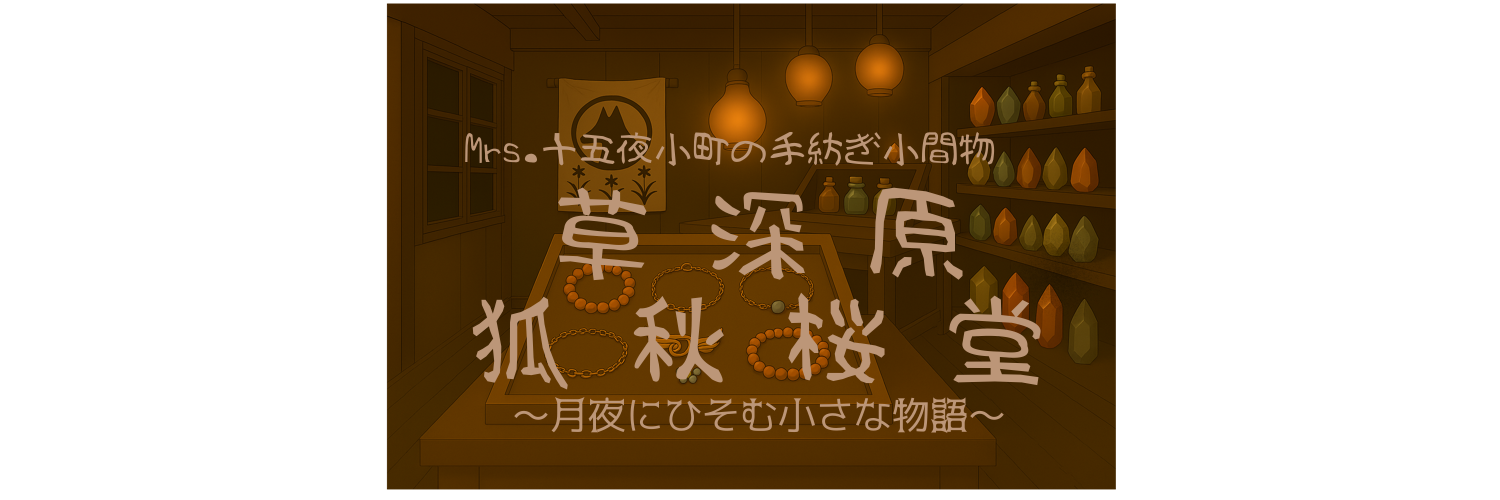 Mrs.十五夜小町の手紡ぎ小間物「草深原狐秋桜堂」