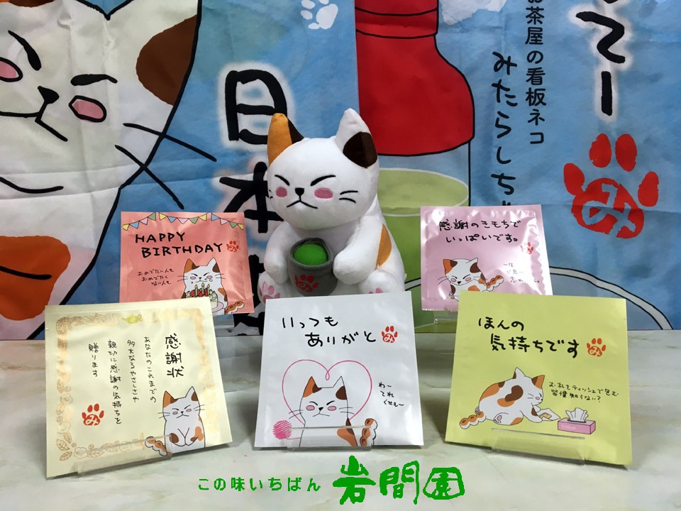 お茶屋の看板ネコ「みたらしちゃん」お茶の岩間園